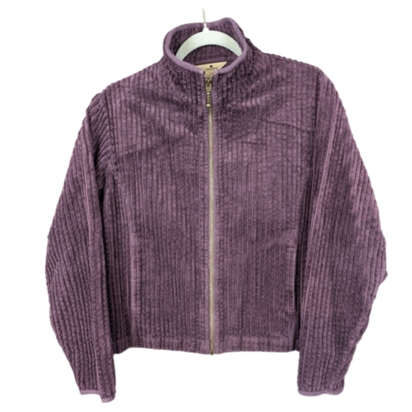 Woolrich medium zippered jacket in purple ribbed cotton - Picture 1 of 13